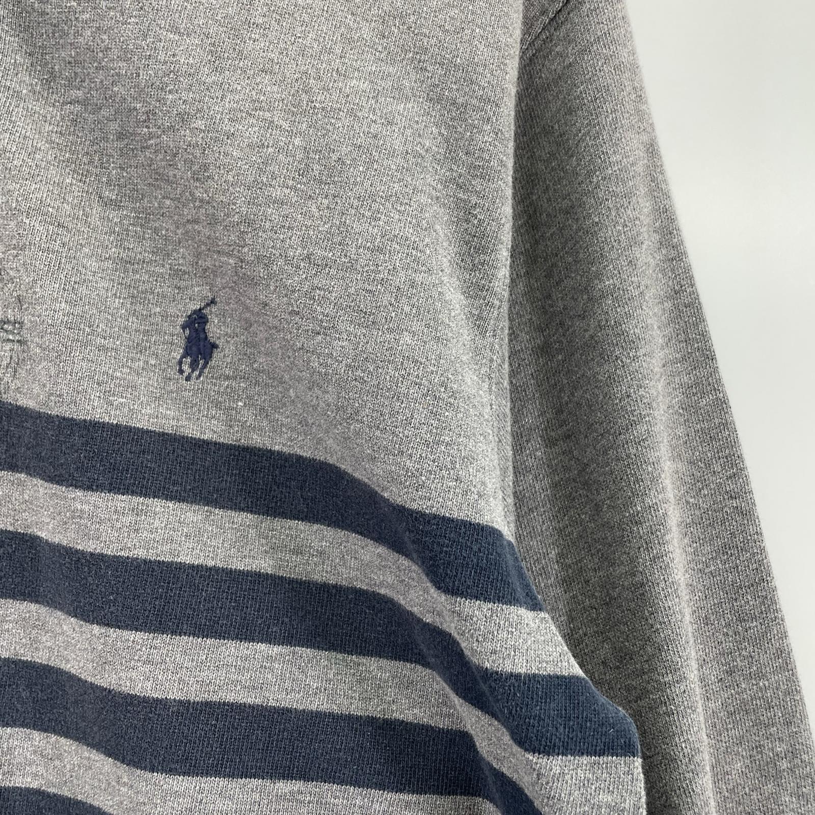 長袖Tシャツ グレー ボーダー(M) M グレー