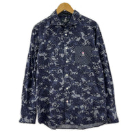 長袖シャツ 総柄 (XL) ネイビー