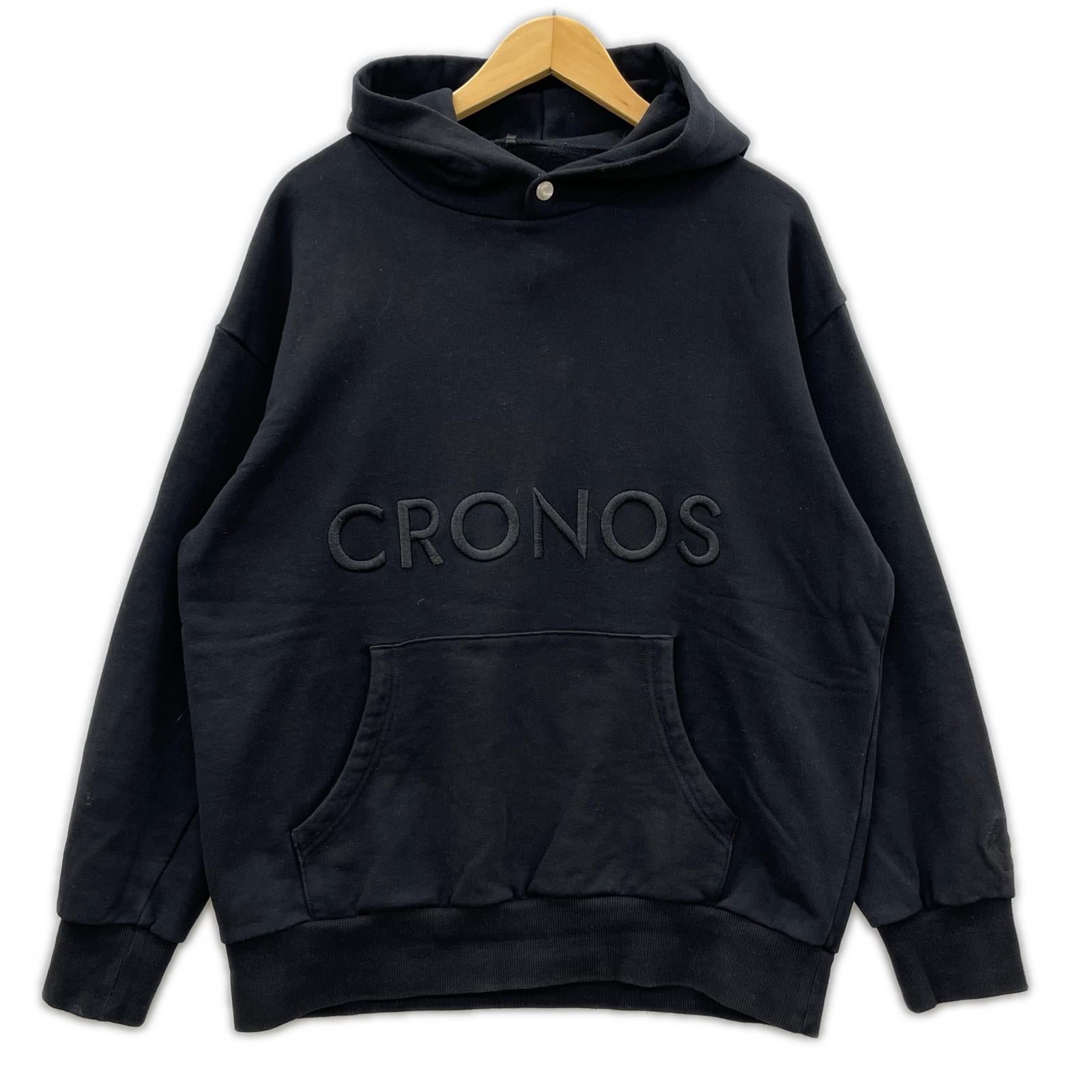パーカー CRONOS ロゴ刺繍パーカー S ブラック ブラック