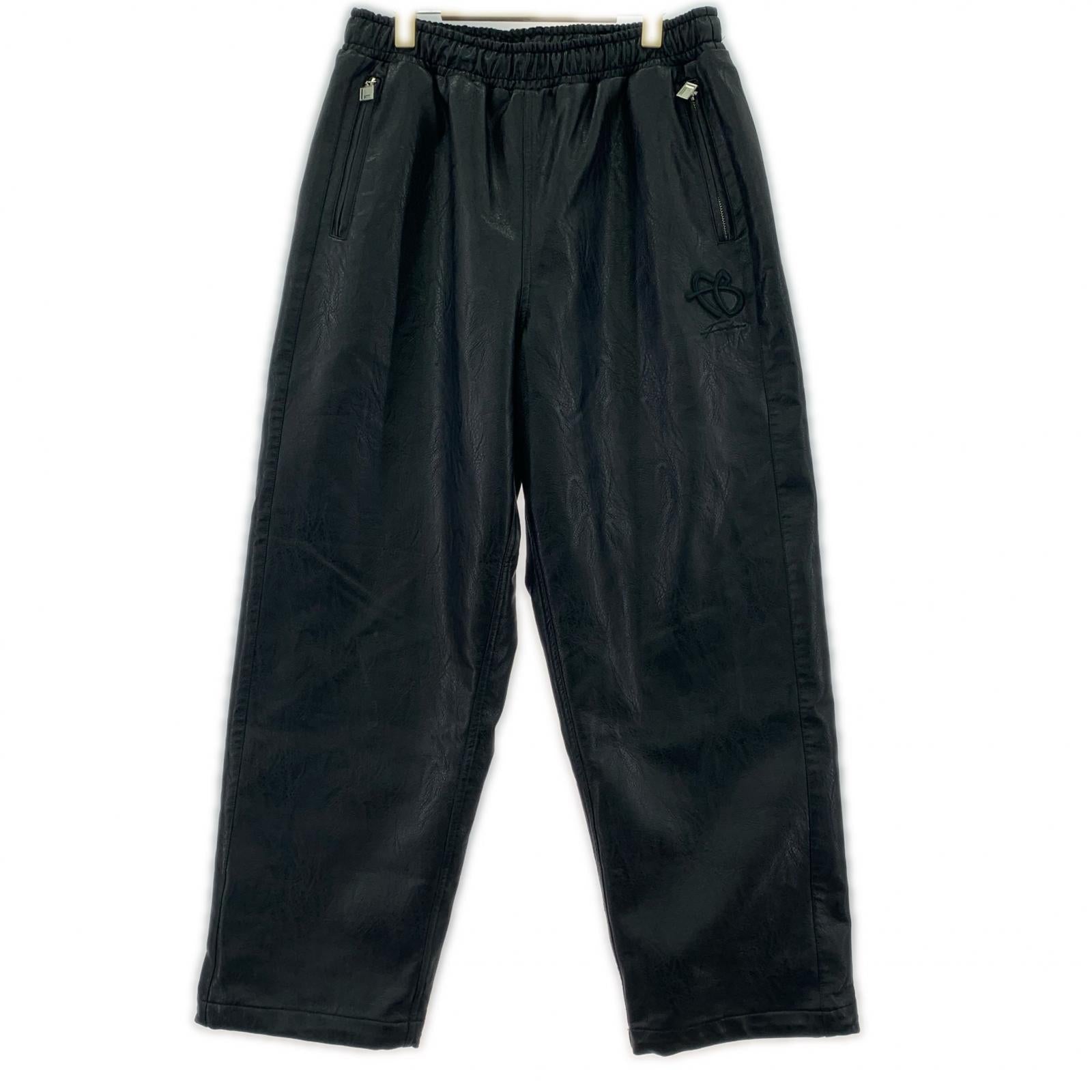 パンツ FUBU FAUX LEATHER TRACK PANTS L ブラック