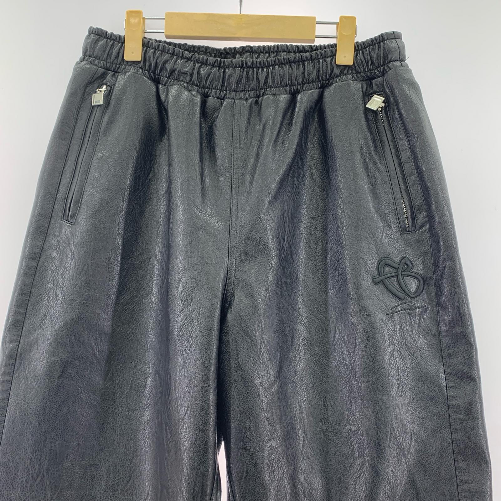 パンツ FUBU FAUX LEATHER TRACK PANTS L ブラック
