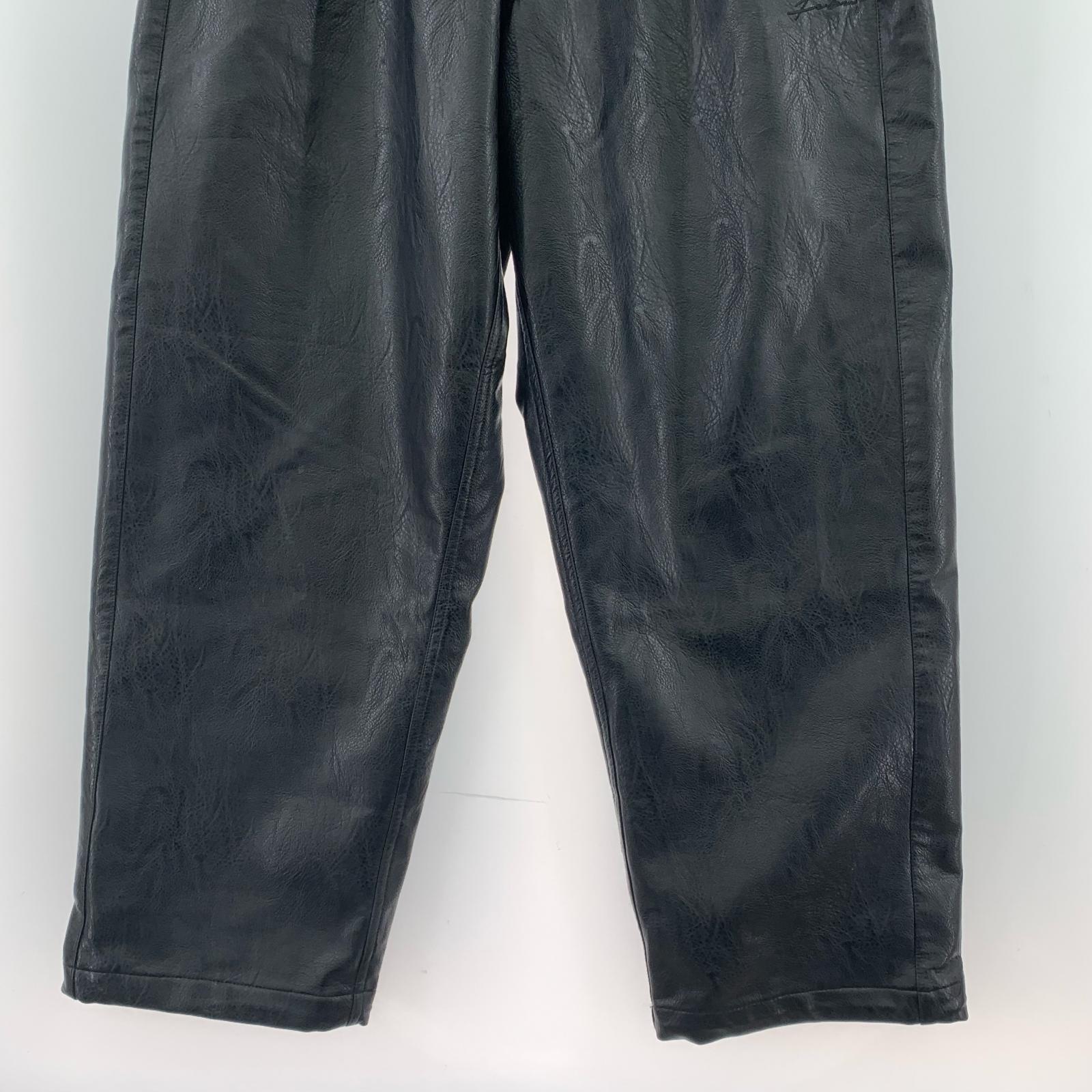 パンツ FUBU FAUX LEATHER TRACK PANTS L ブラック