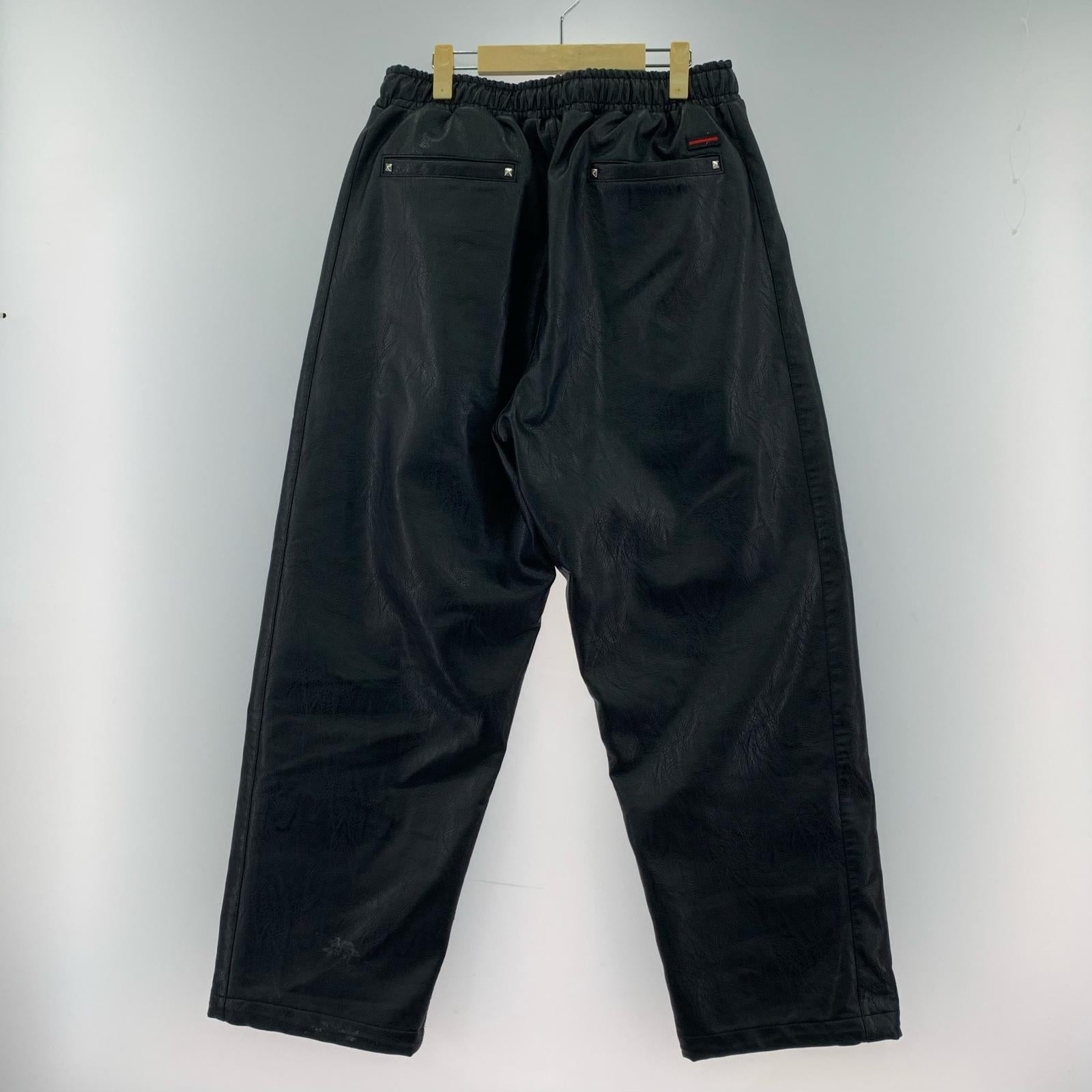 パンツ FUBU FAUX LEATHER TRACK PANTS L ブラック