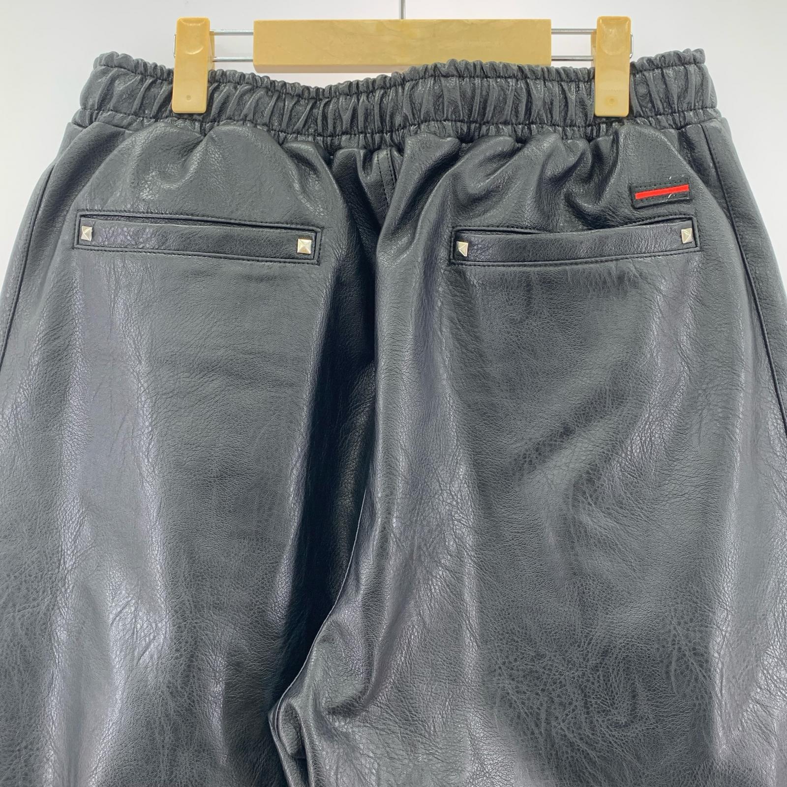 パンツ FUBU FAUX LEATHER TRACK PANTS L ブラック