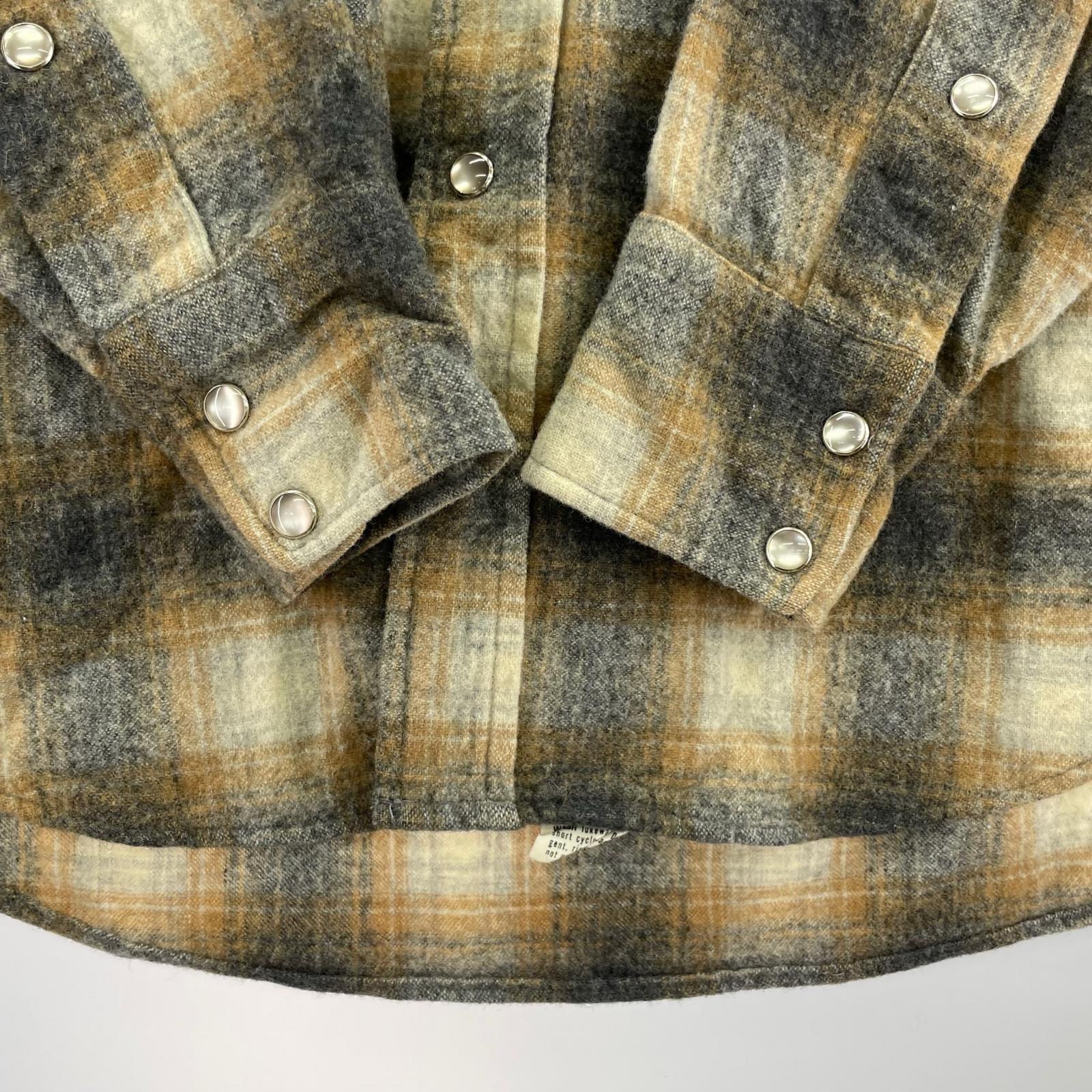 長袖シャツ 70s 白タグ チェック 茶 (M) M ブラウン