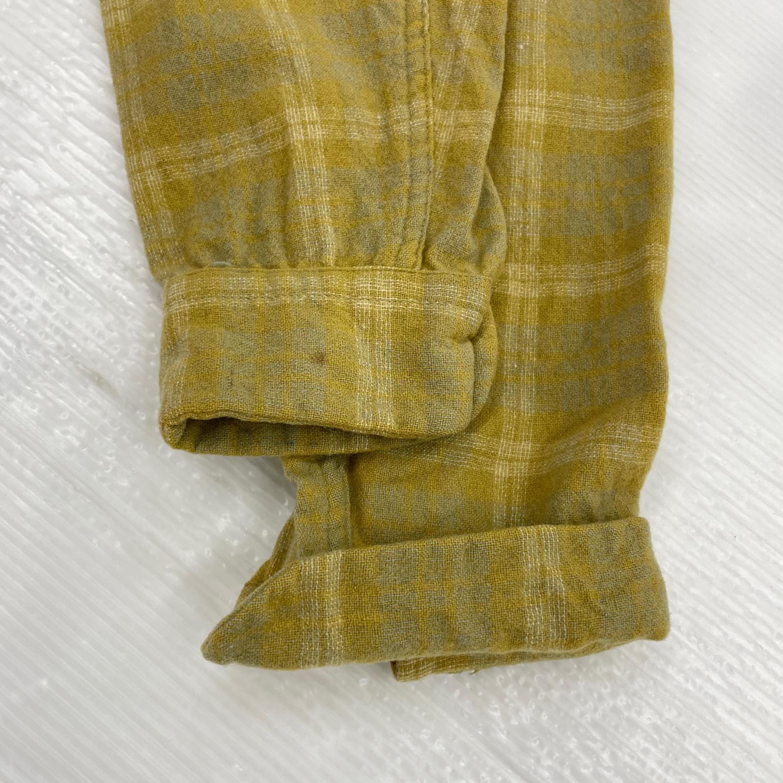 長袖シャツ 60s オープンカラー チェック 黄 (M) M イエロー