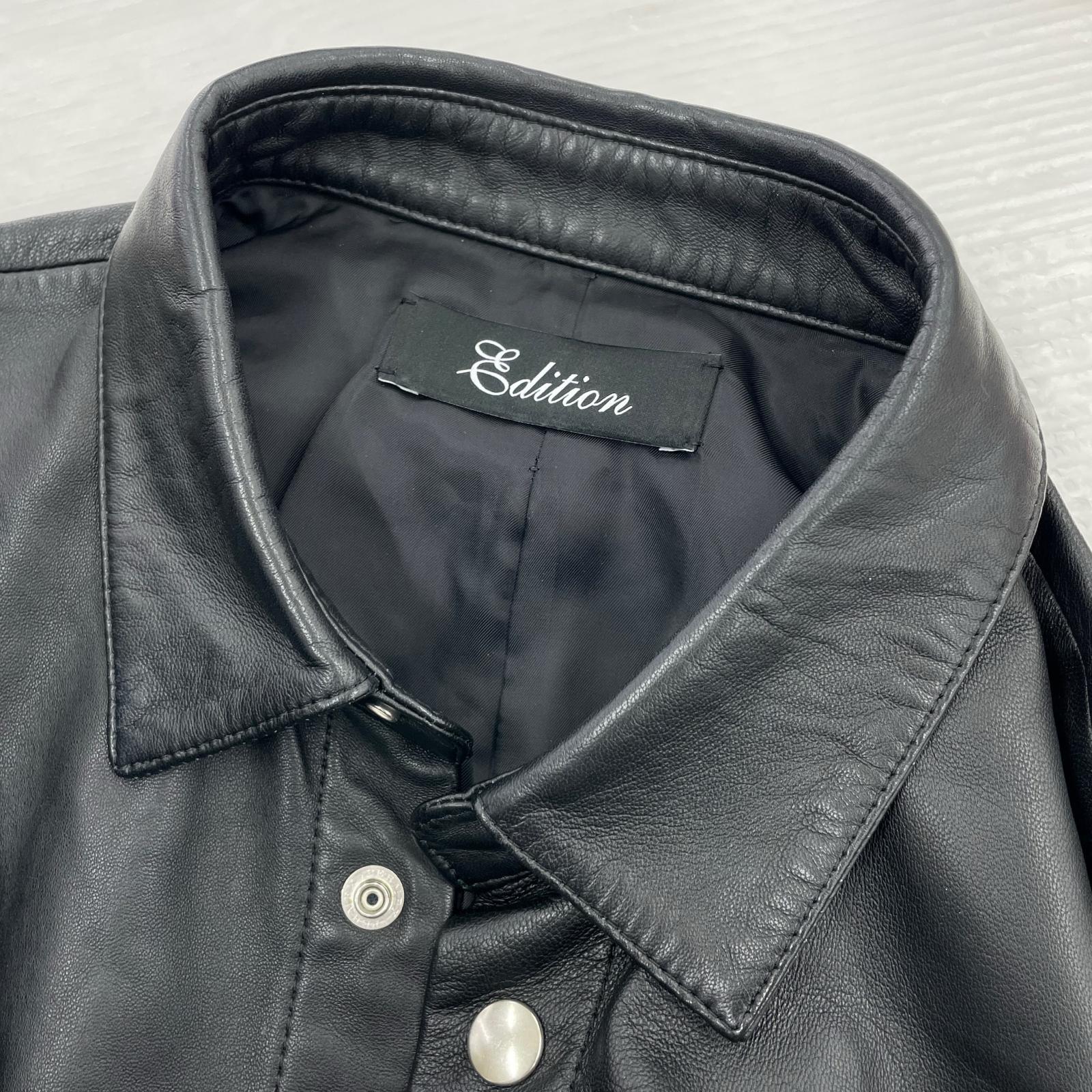長袖シャツ EURO GOAT LEATHER SHIRT JACKET M ブラック