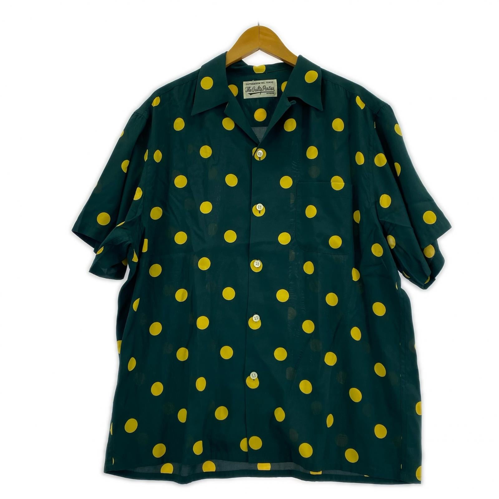 半袖シャツ HAWAIIAN SHIRT ドット M グリーン