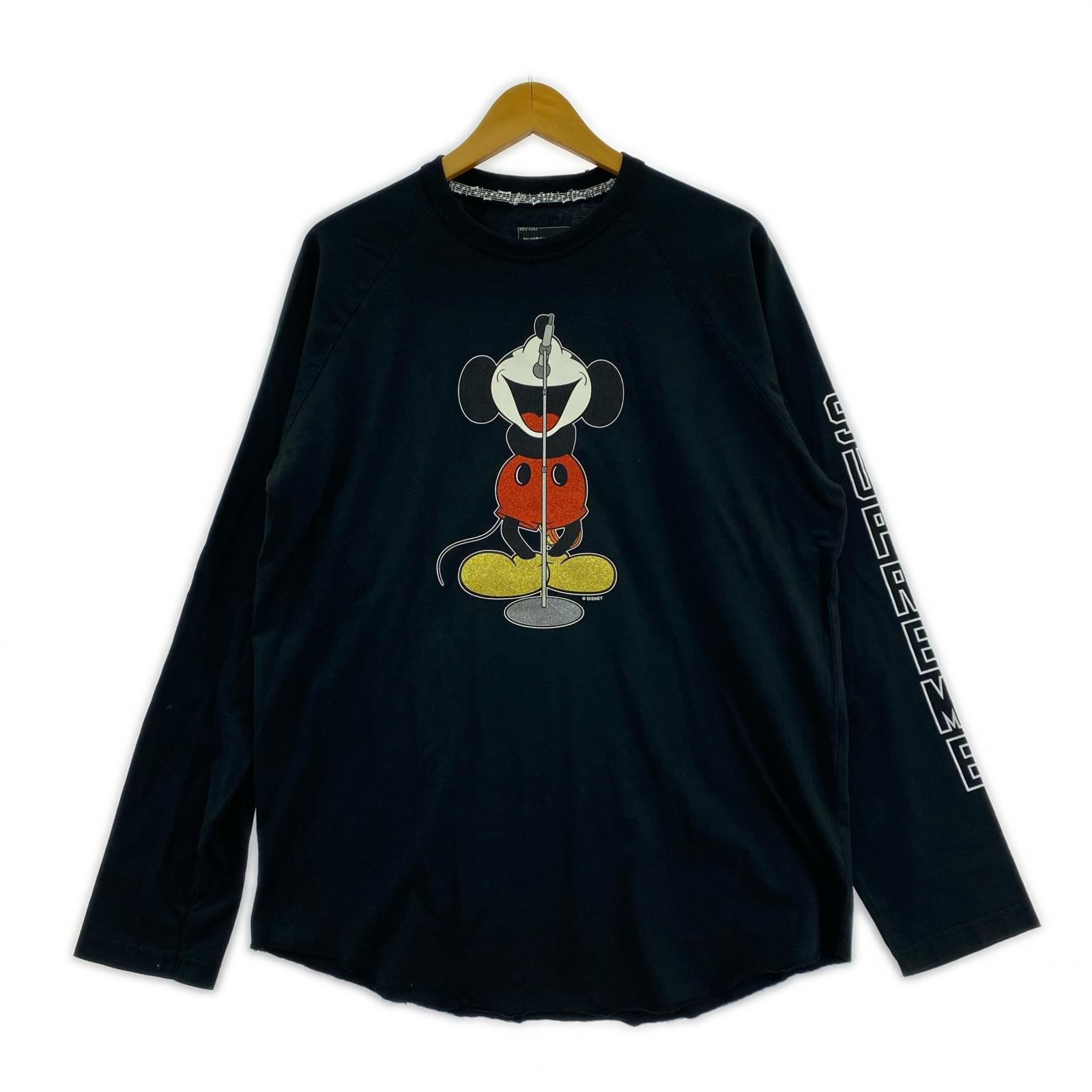 長袖Tシャツ Number(N)ine×Mickey Mouse Raglan L/S Top M ブラック