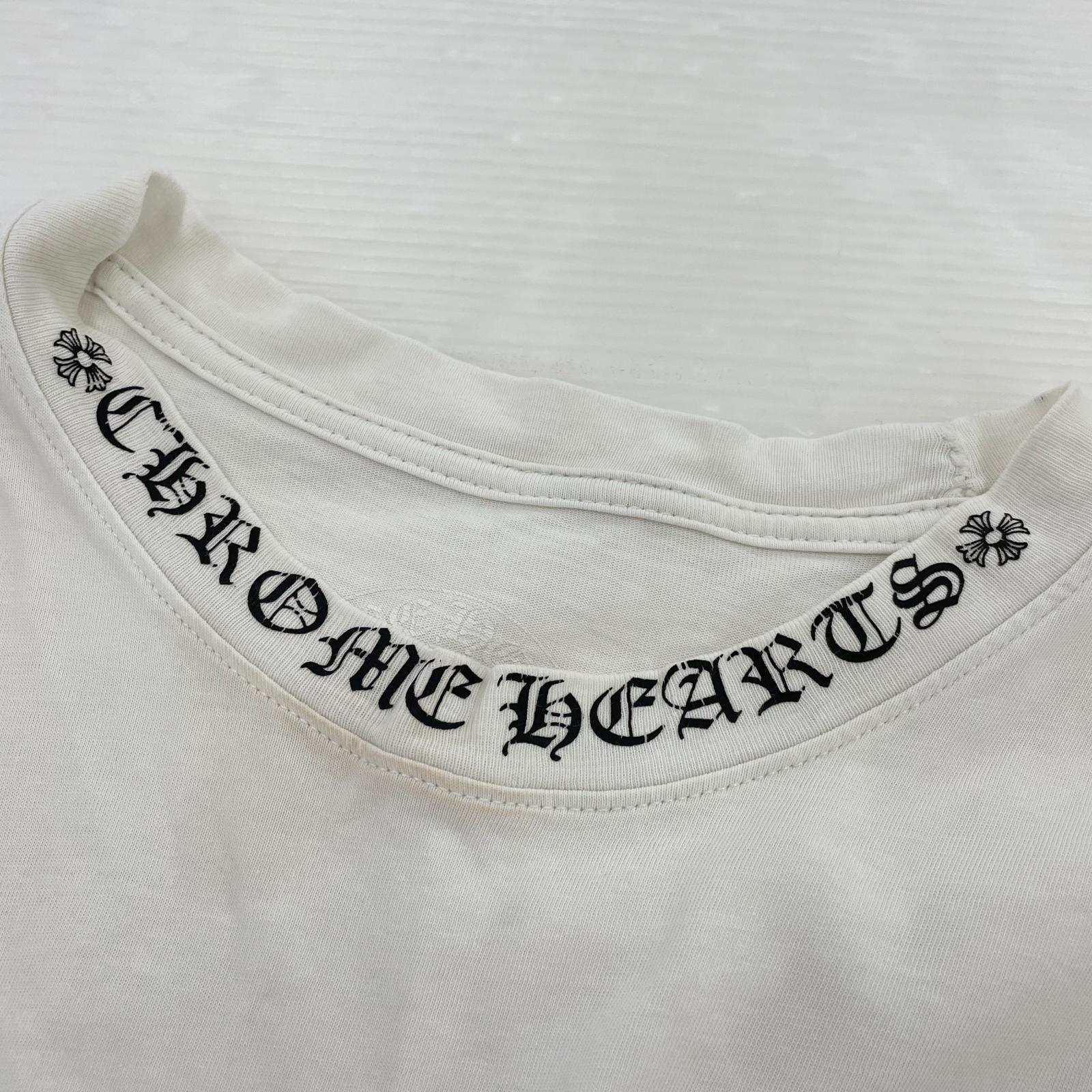 長袖Tシャツ CHROME HEARTS ネックアームプリント L/SポケットTee M 白 M ホワイト