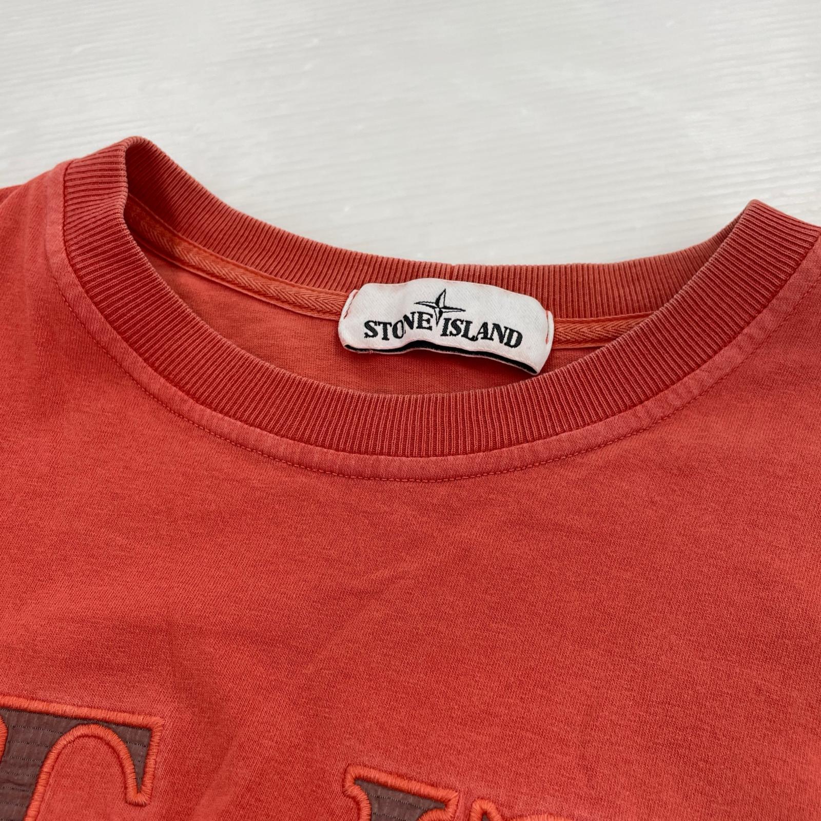 半袖Tシャツ STONE ISLAND ガーメントダイロゴ刺繍Tee M 赤 M レッド