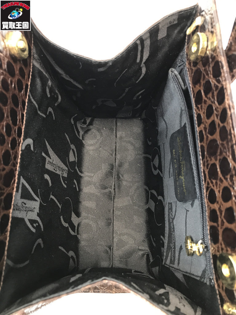 クロコ型押し リボン ヴァラ 2wayバッグ