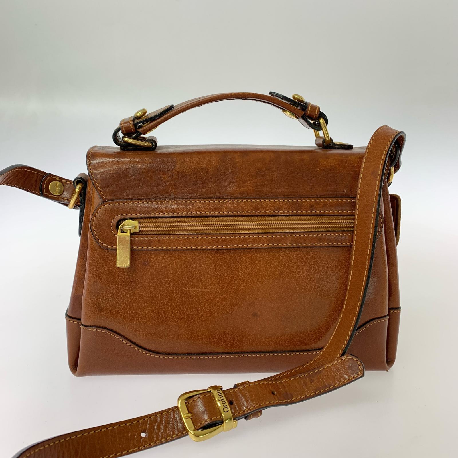 ショルダーバッグ OROFINO レザーショルダーバッグ ブラウン