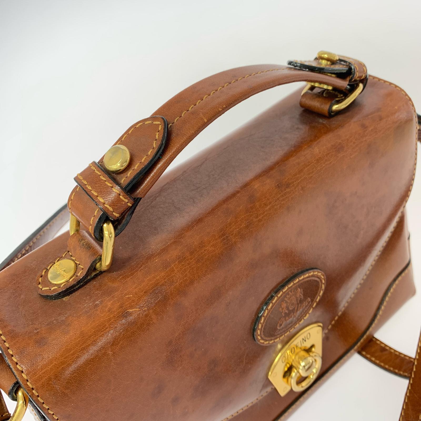 ショルダーバッグ OROFINO レザーショルダーバッグ ブラウン
