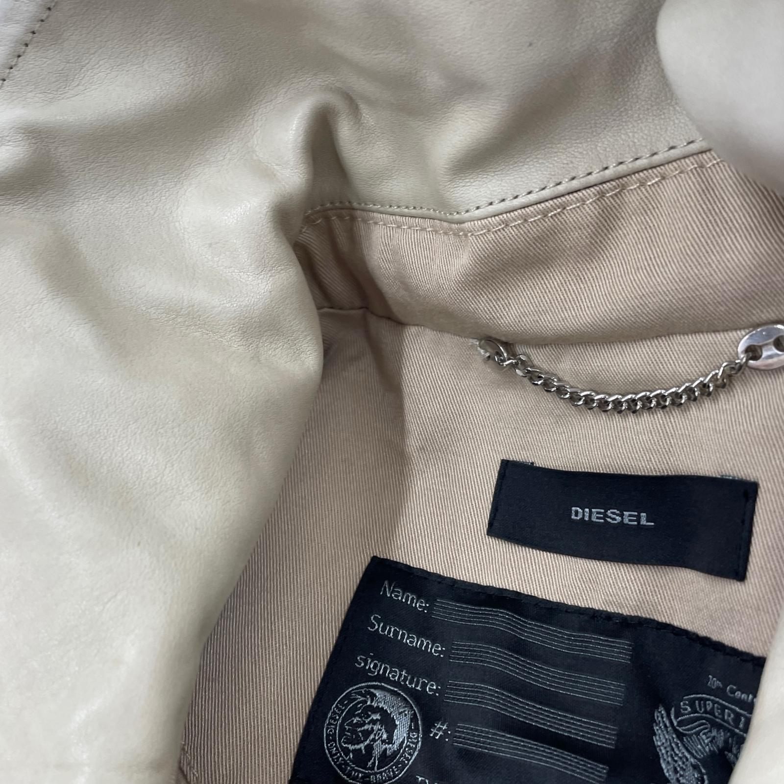 ジャケット DIESEL 襟レザーパッチワークコート S ベージュ S ベージュ