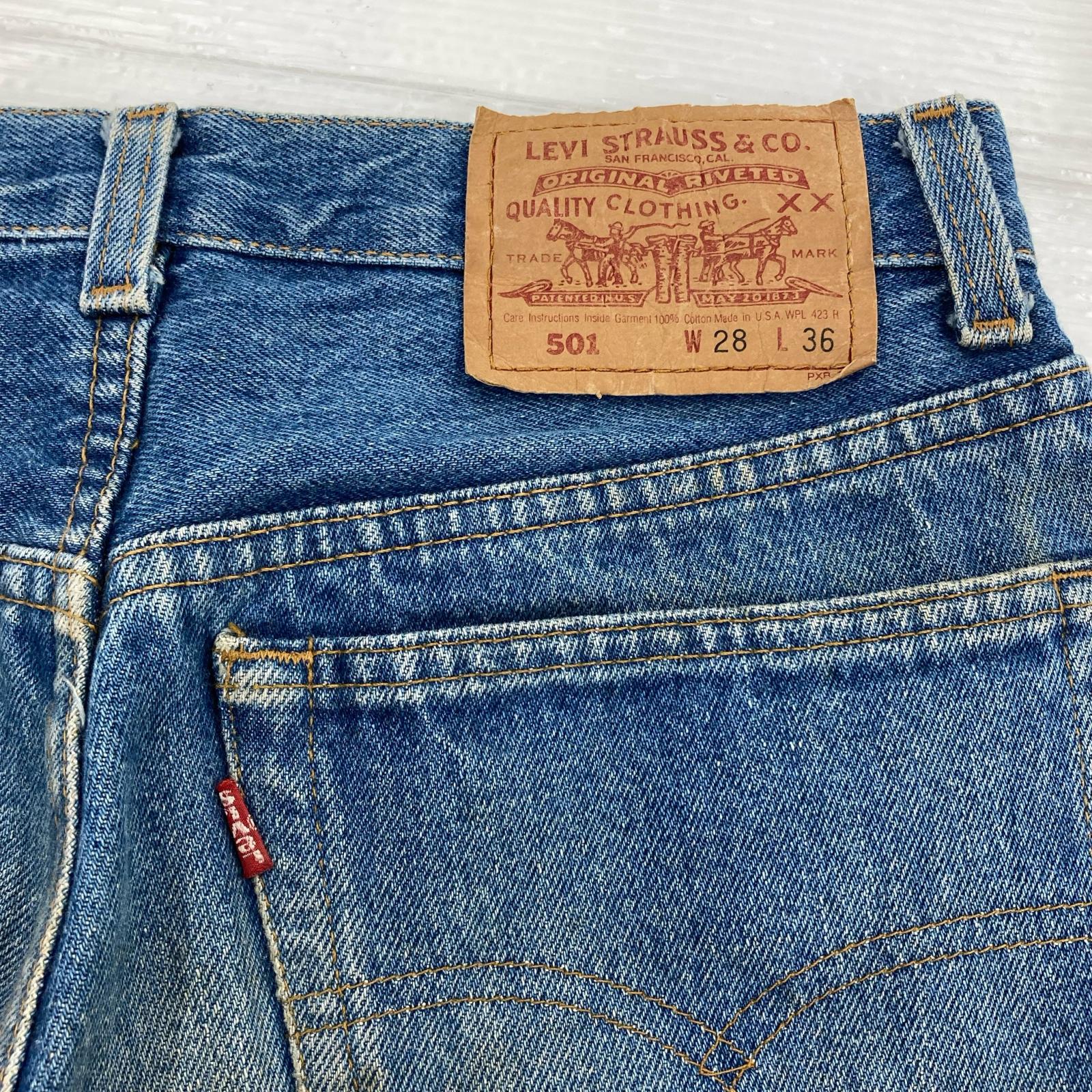 パンツ 00s 501 USA製 ボタン裏555 28/36 28 ネイビー