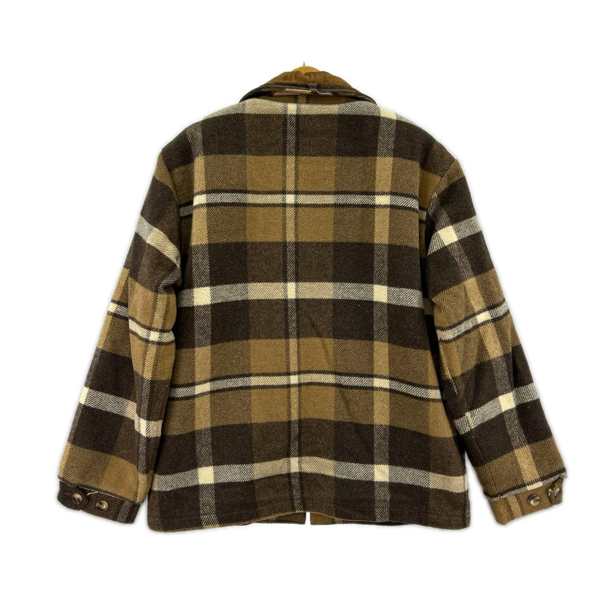 ジャケット 70s ウール 裏地ボア チェック 茶 (XL) ブラウン