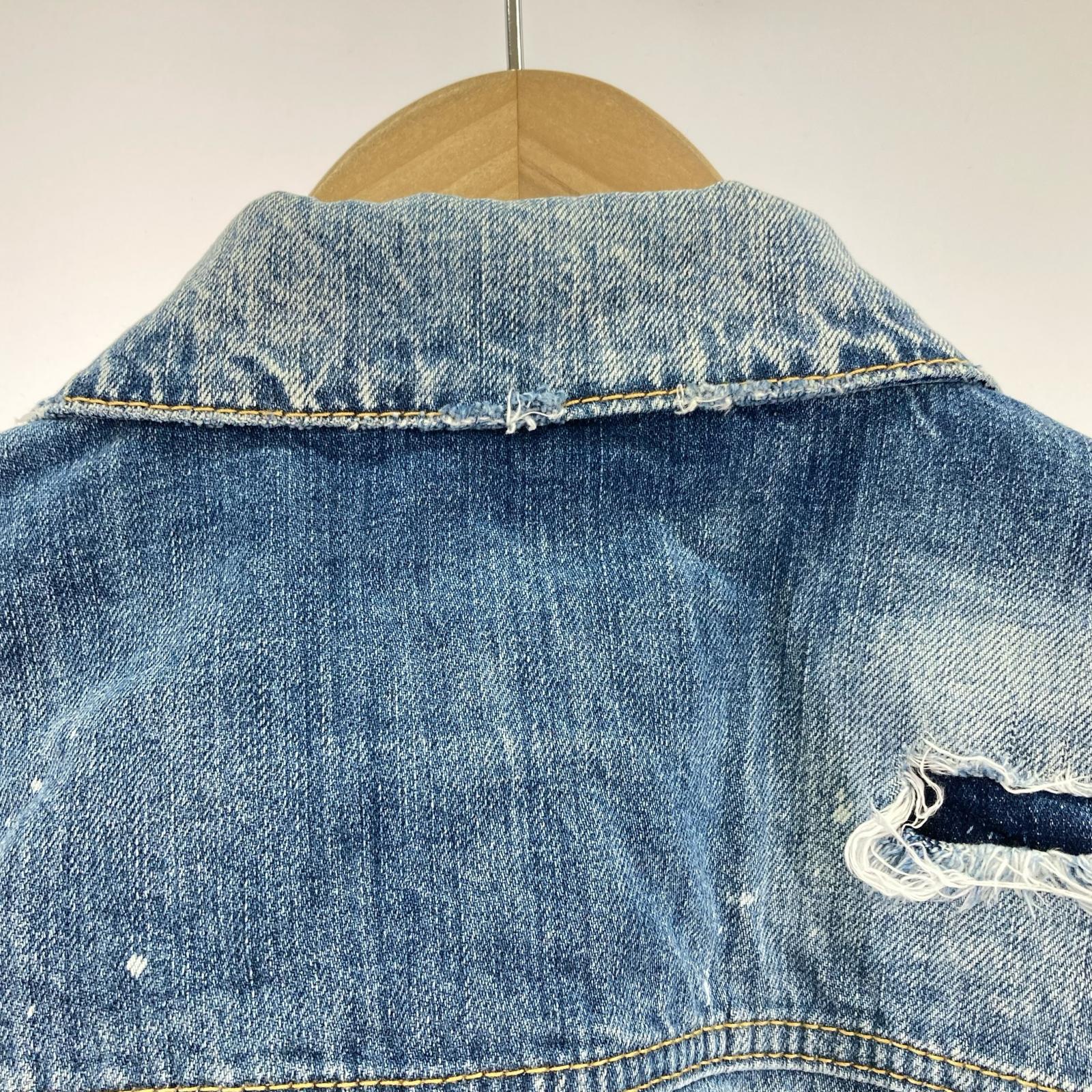 デニムジャケット ペイント ダメージジャケット 48 DAN JEAN JACKET 48 ネイビー