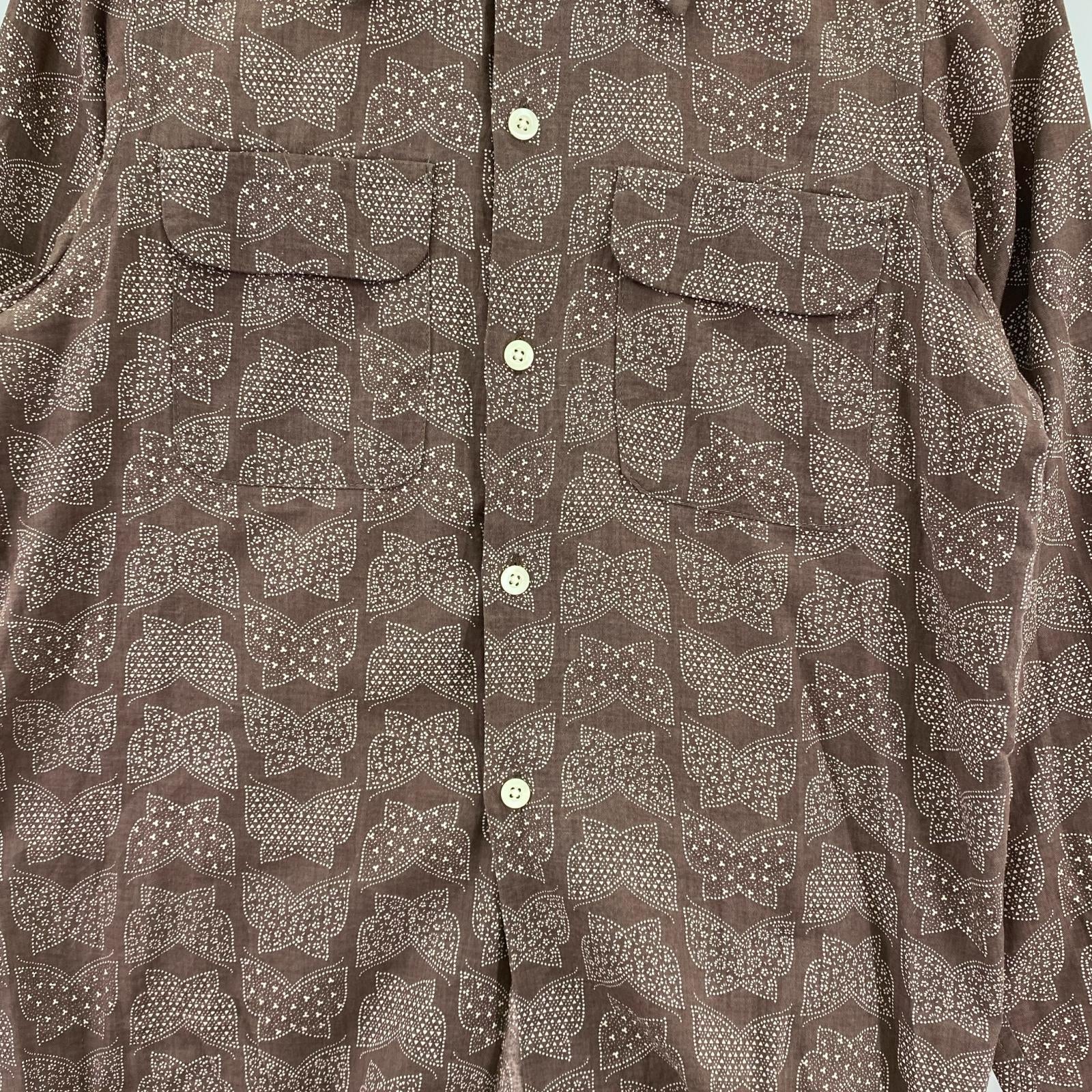 長袖シャツ Needles パピヨン柄シャツ XS ブラウン ブラウン