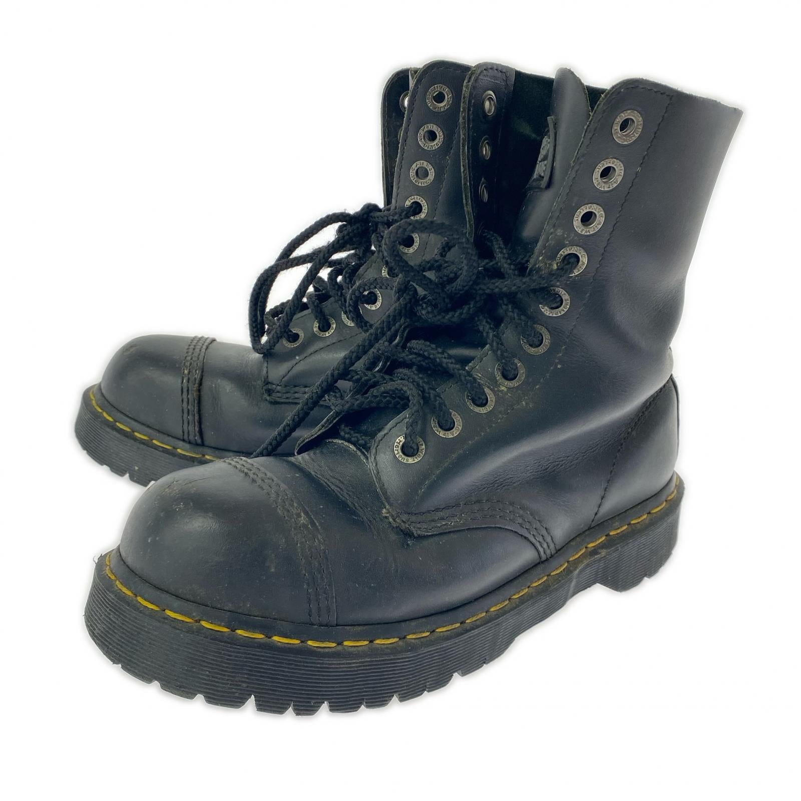 ブーツ 10EYE TOE CAP BOOT STEEL TOE UK7 中国製 ブラック ブラック
