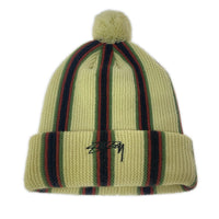 ニットキャップ Striped Pom Beanie ストライプ ベージュ