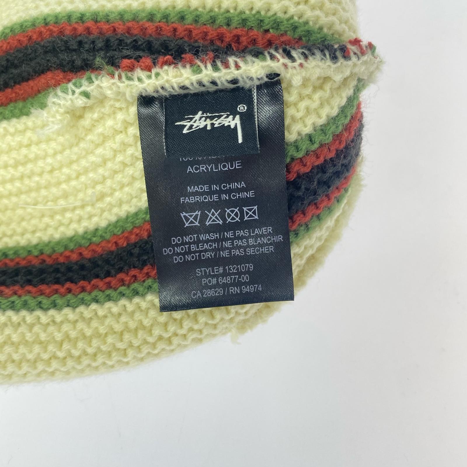 ニットキャップ Striped Pom Beanie ストライプ ベージュ