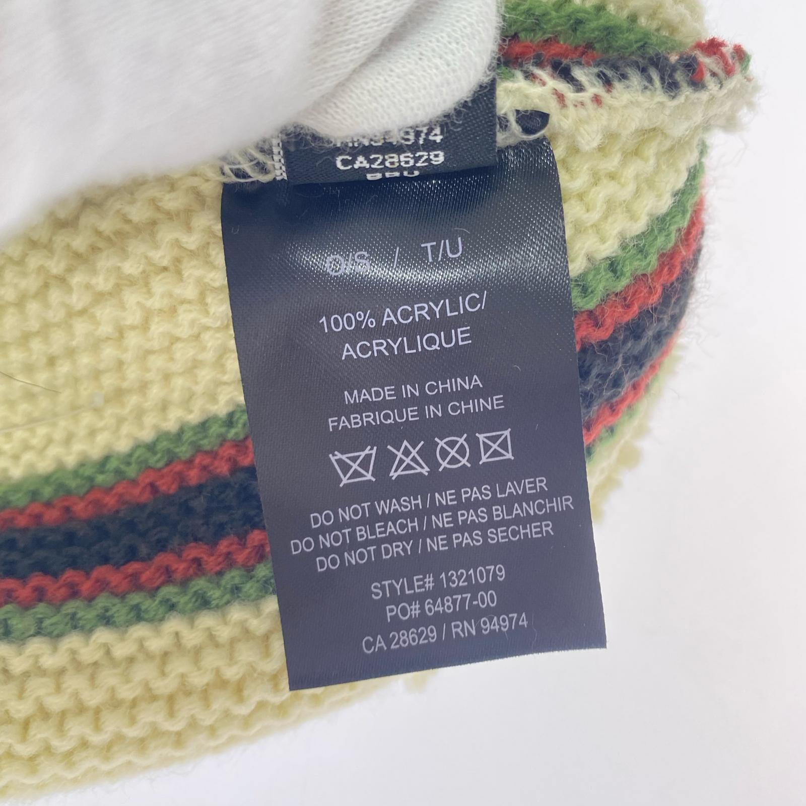ニットキャップ Striped Pom Beanie ストライプ ベージュ