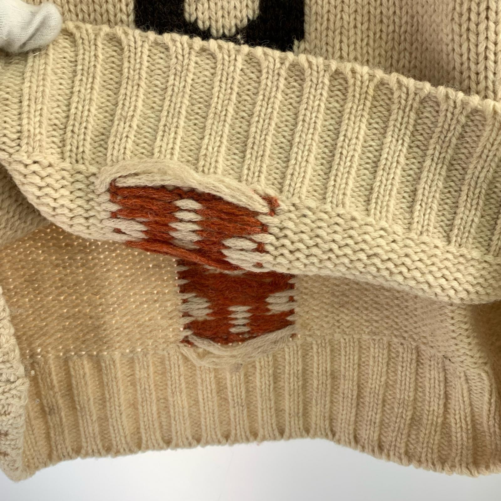 ニット 94AW トーテムポール柄ウールニット 3 ベージュ