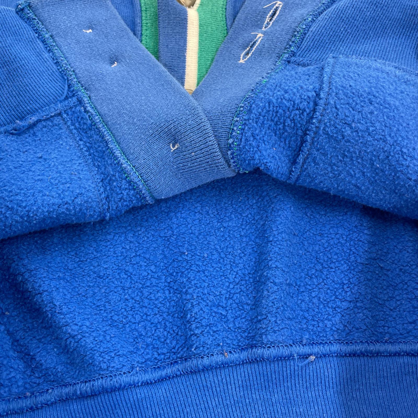 カーディガン 90s Sweat cardigan 青タグ ラインリブ 刻印ボタン L ブルー