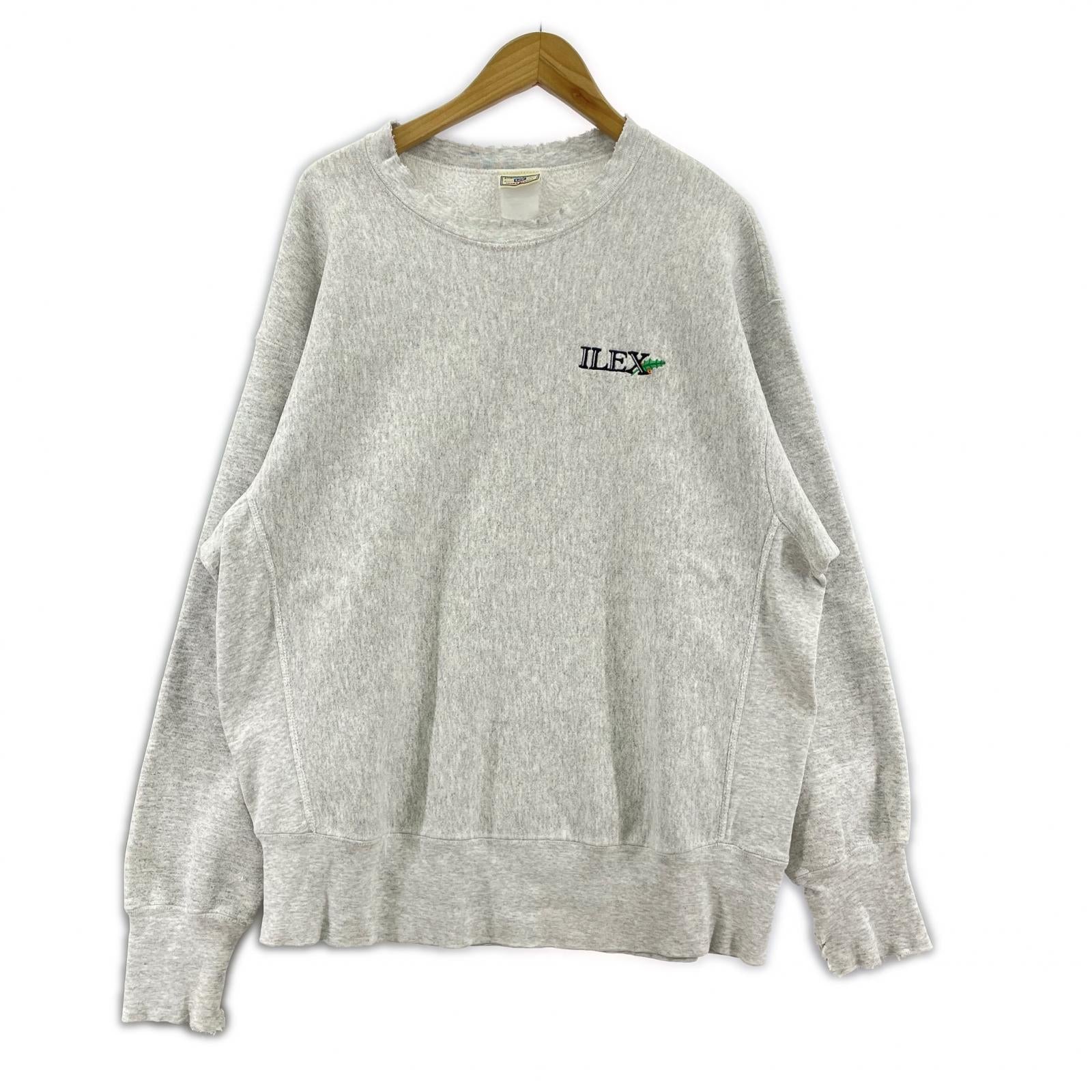 スウェット 90s cros grain ILEX刺繍 Sweater グレー
