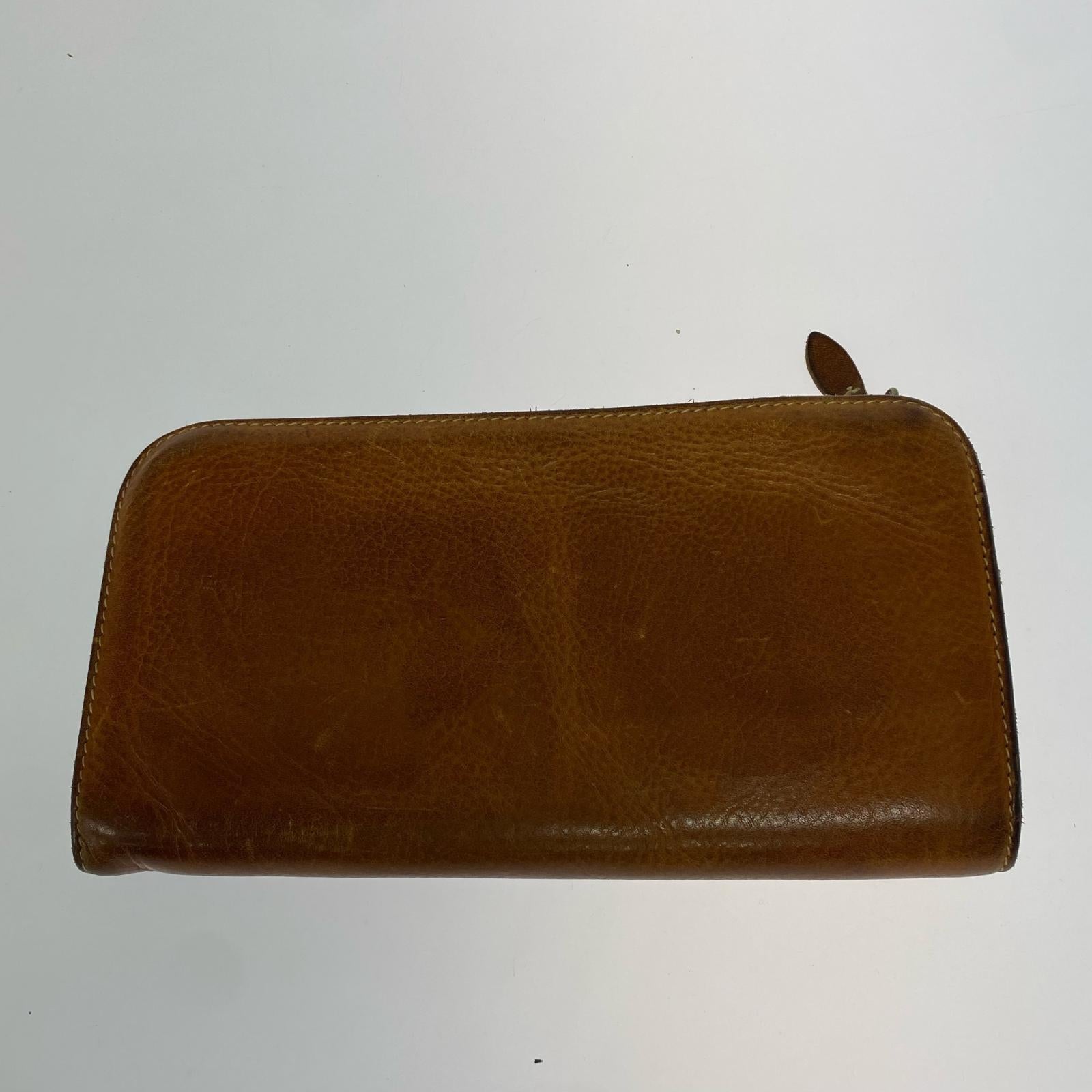 長財布 ハーフラウンドファスナー レザー 財布 茶 ブラウン