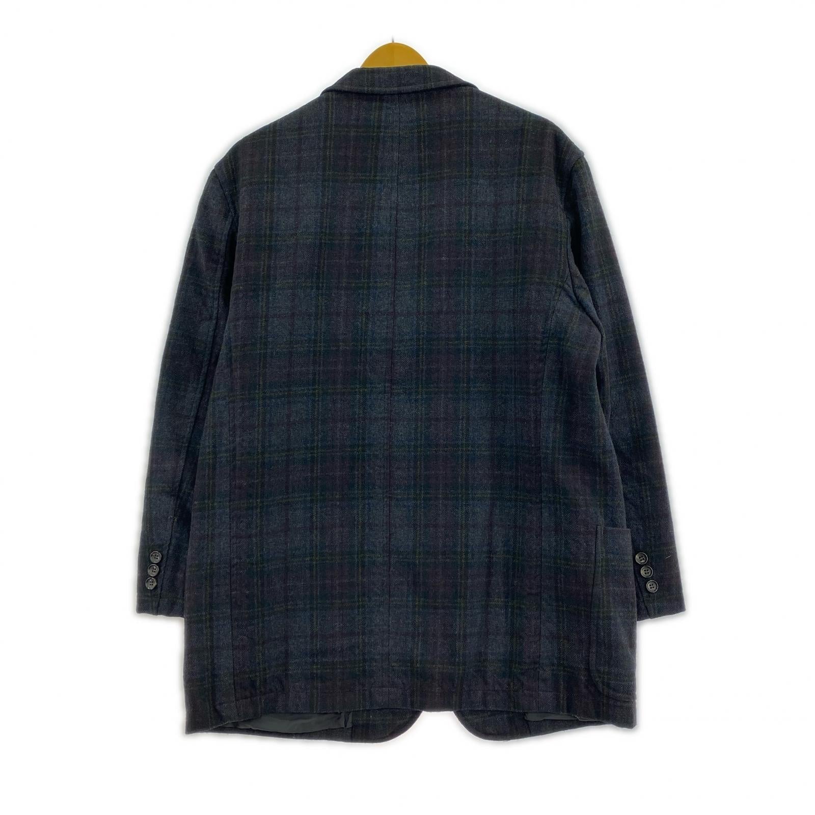 テーラードジャケット HOOME 製品洗い ウール チェック 田中オム (M) M ブラック