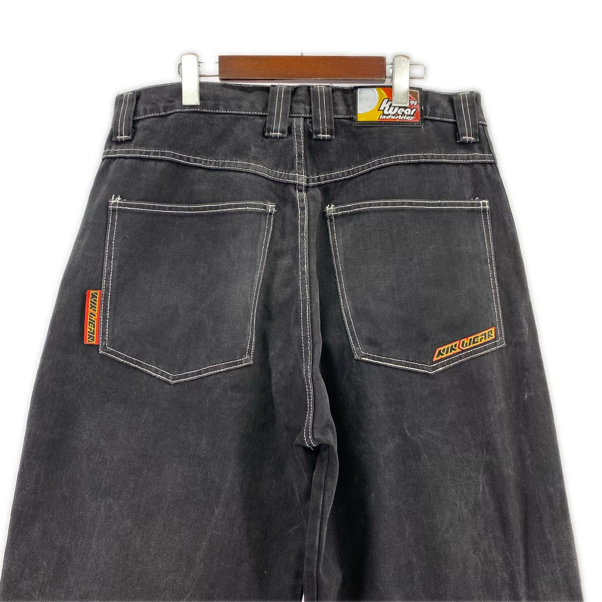 デニムパンツ KikWear USA製 ワイドバギー サイドライン 黒 () 36 ブラック