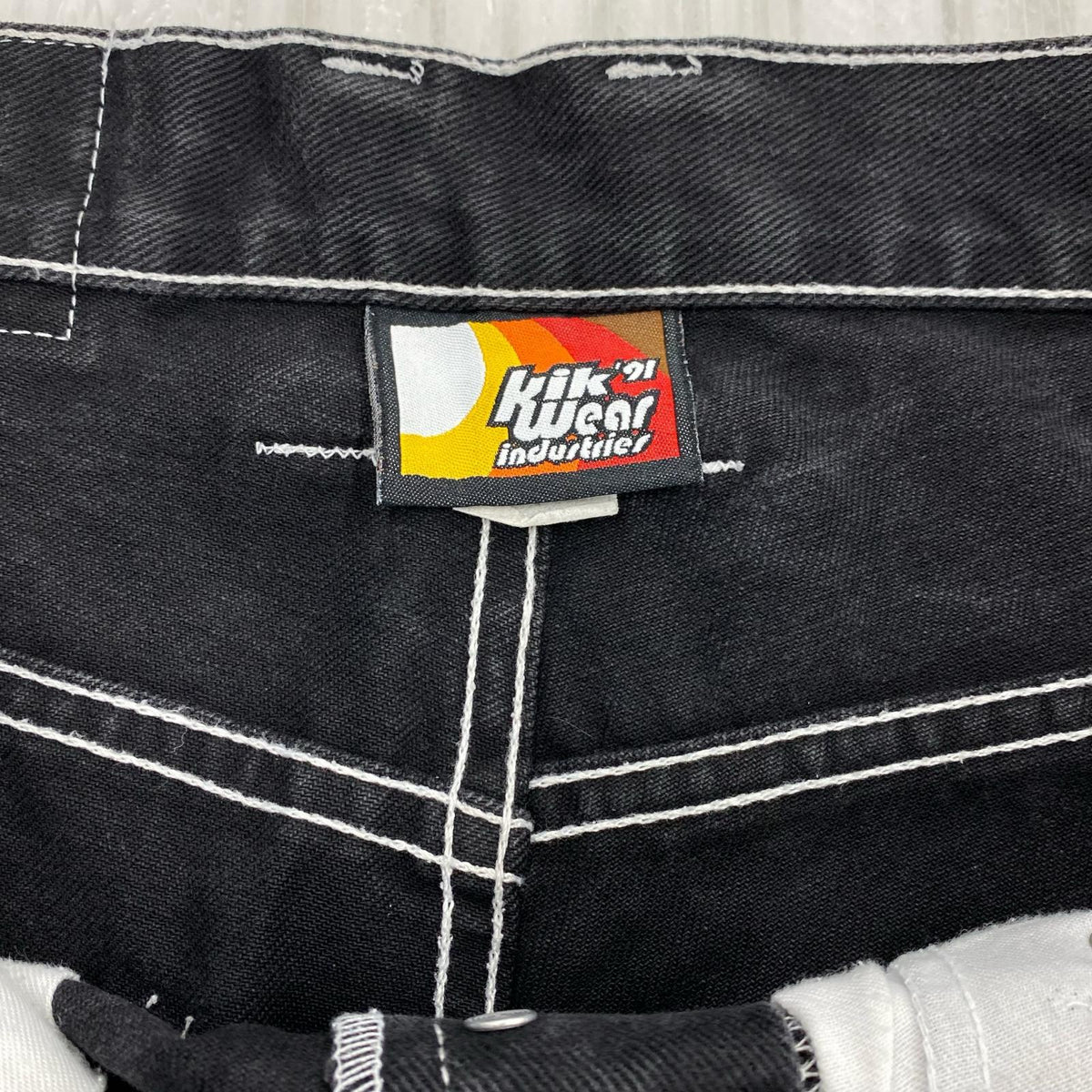 デニムパンツ KikWear USA製 ワイドバギー サイドライン 黒 () 36 ブラック