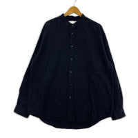 長袖シャツ BAND COLLAR SHIRT WOOL SILK STRIPE (2)
