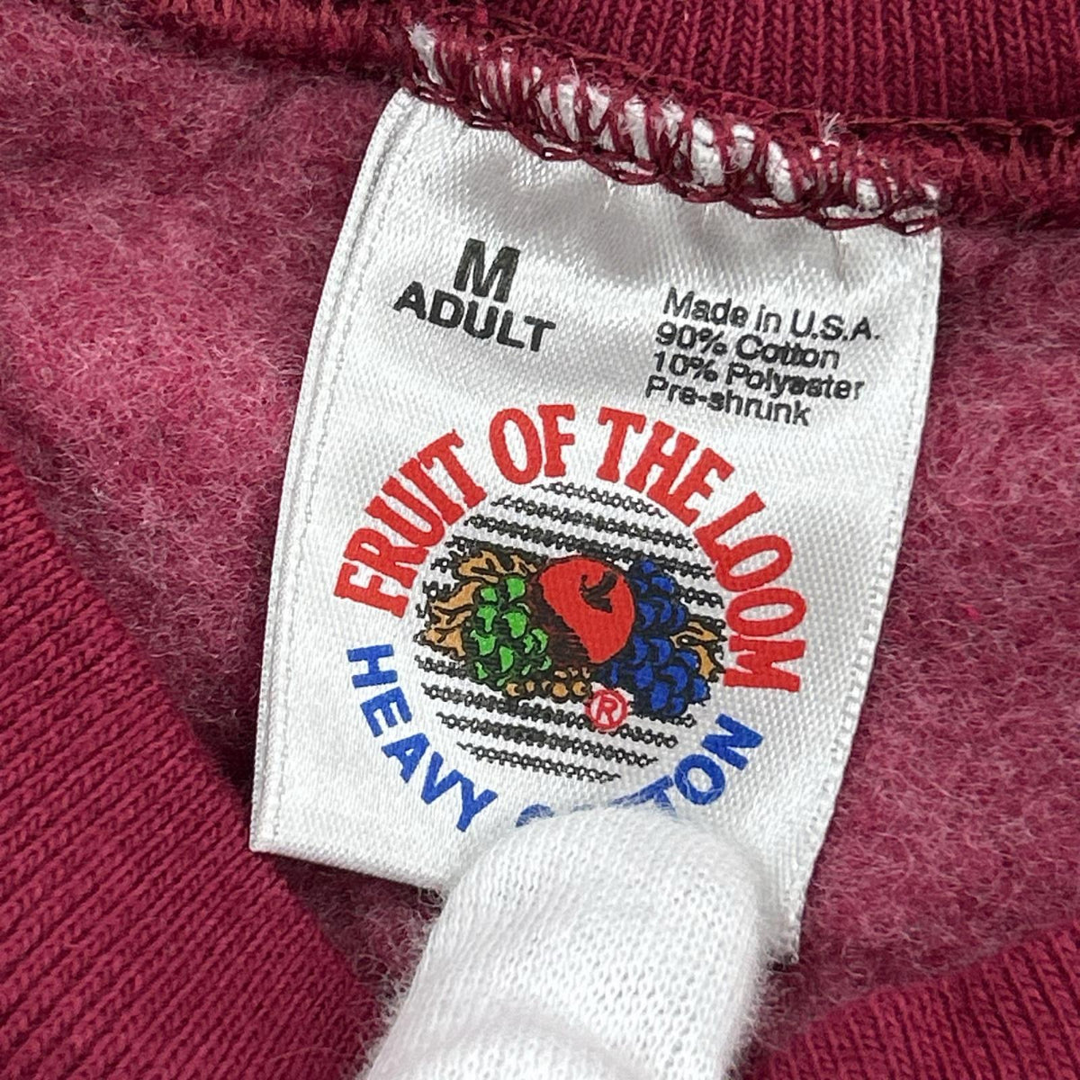 スウェット 90s USA製 FRUIT OF THE LOOM バーガンディー M