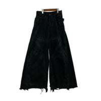 デニムパンツ High Waist Wide Distressed Denim Pants ブラック
