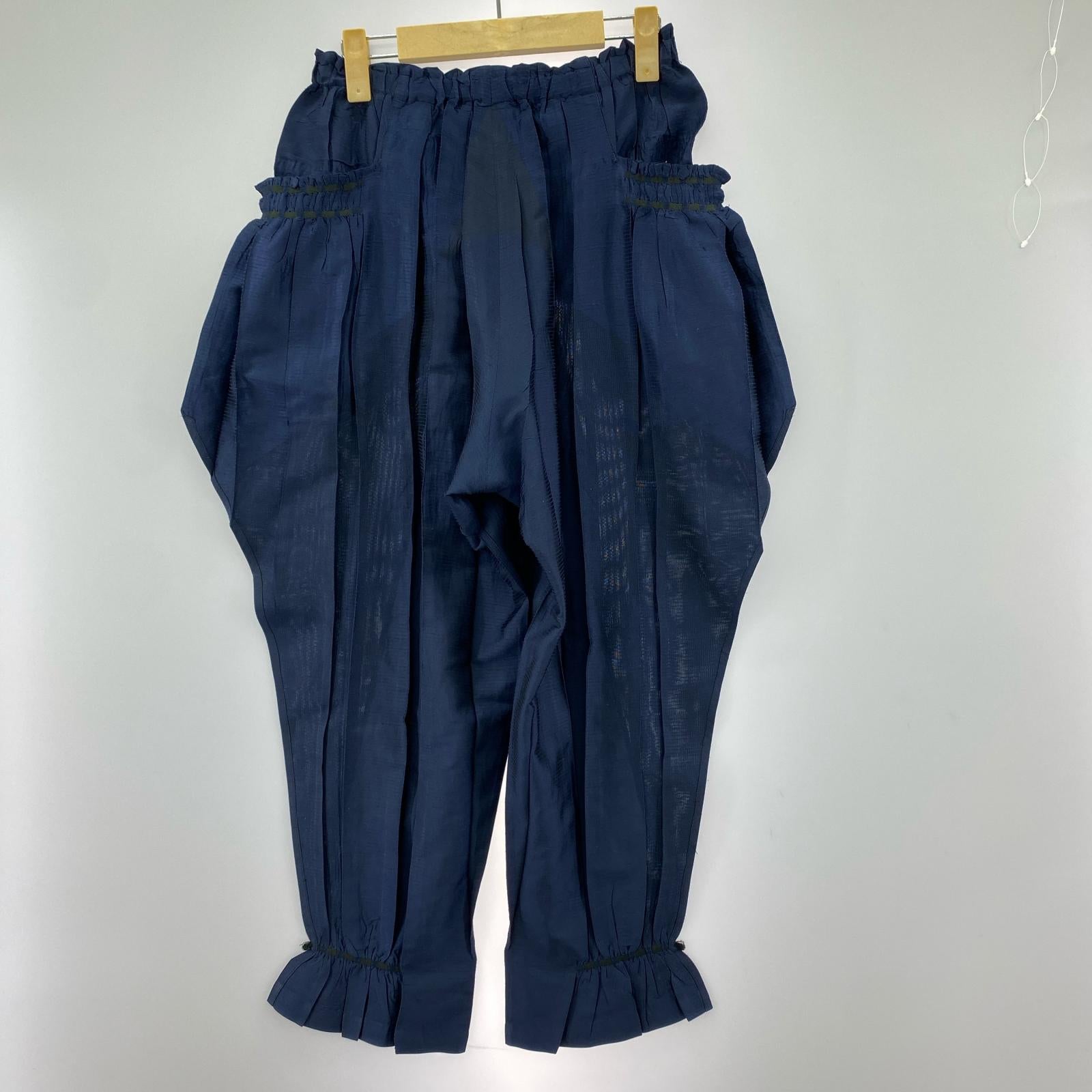 パンツ ギャザープリーツテーパードパンツ 紺 2 ネイビー
