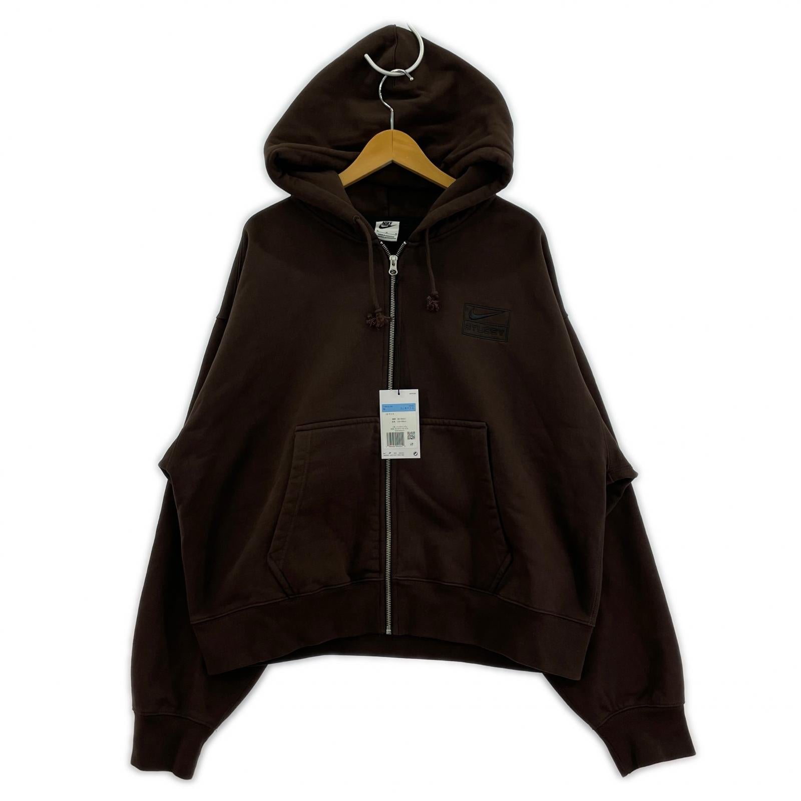 パーカー ×Stussy Stone Washed Fleece Zip Hoodie M ブラウン