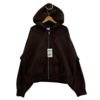 パーカー ×Stussy Stone Washed Fleece Zip Hoodie M ブラウン
