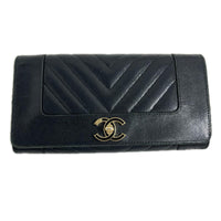 CHANEL マドモアゼル Vステッチ ラムスキン ロング フラップ ウォレット A80971