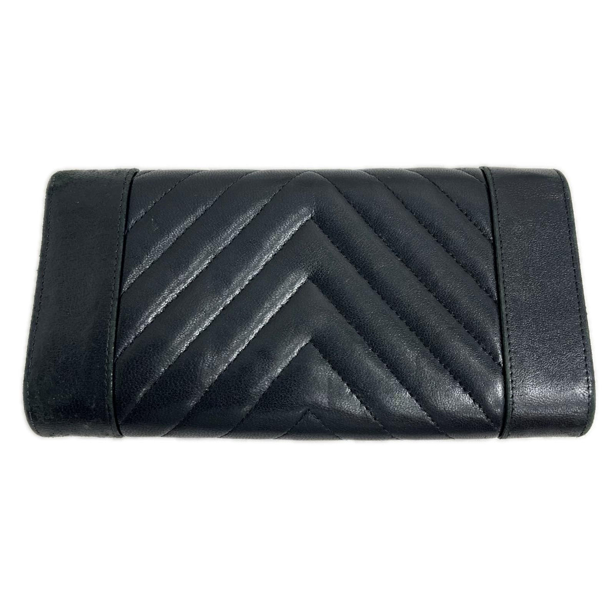 CHANEL マドモアゼル Vステッチ ラムスキン ロング フラップ ウォレット A80971