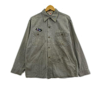 長袖シャツ 50s UNION MADE チェーンステッチ ワークシャツ S グレー