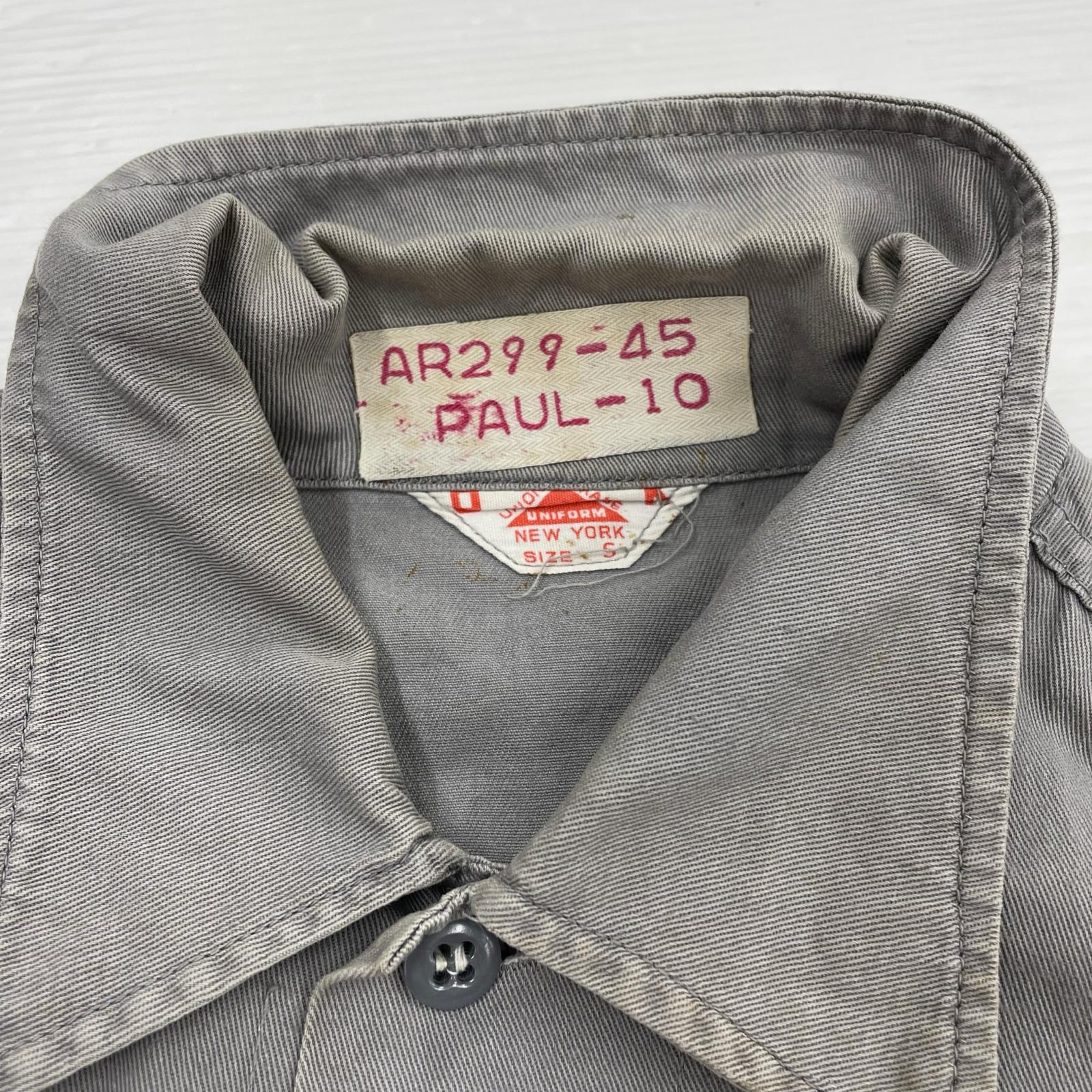 長袖シャツ 50s UNION MADE チェーンステッチ ワークシャツ S グレー