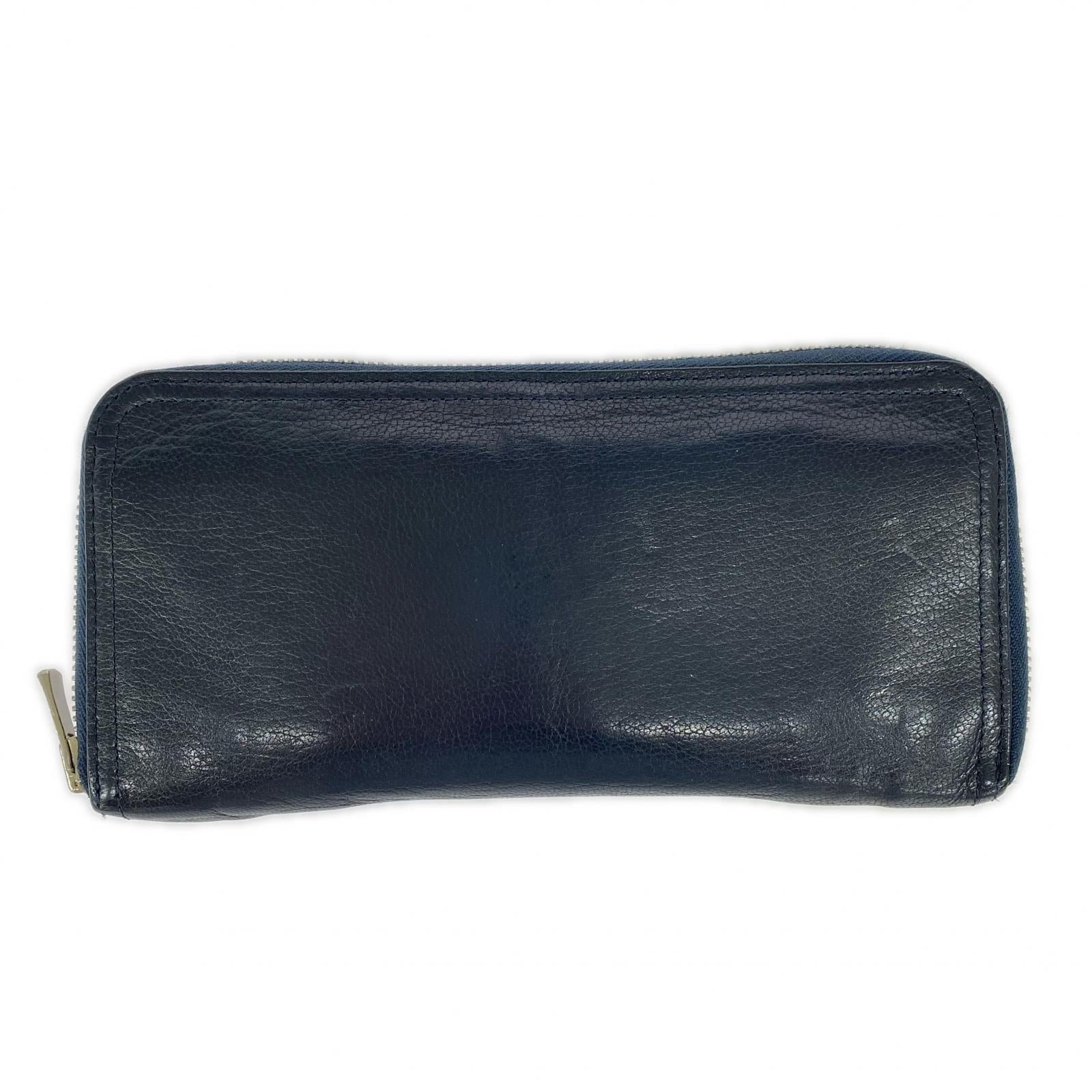 長財布 DOUBLE LONG WALLET レザー 紺 ネイビー