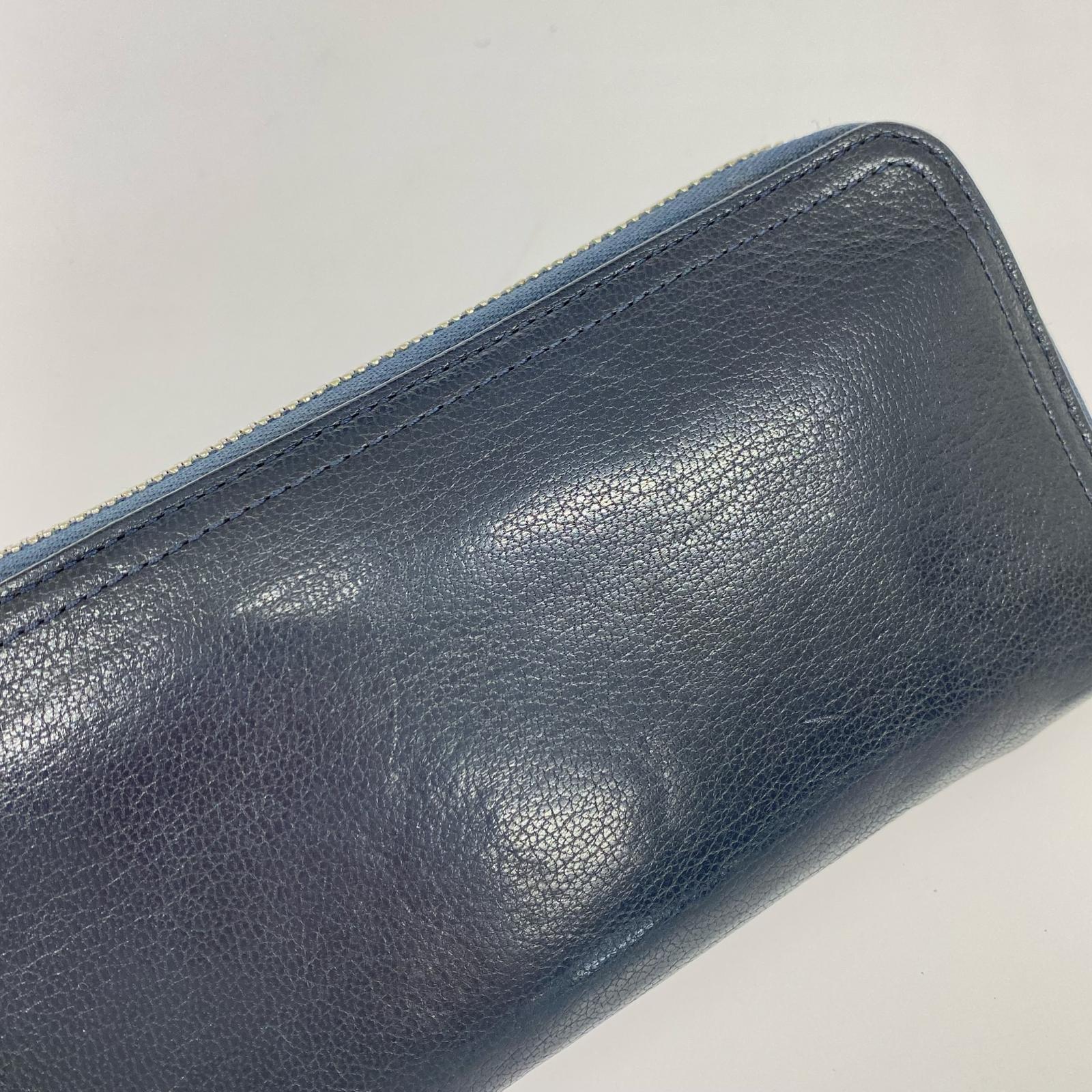 長財布 DOUBLE LONG WALLET レザー 紺 ネイビー