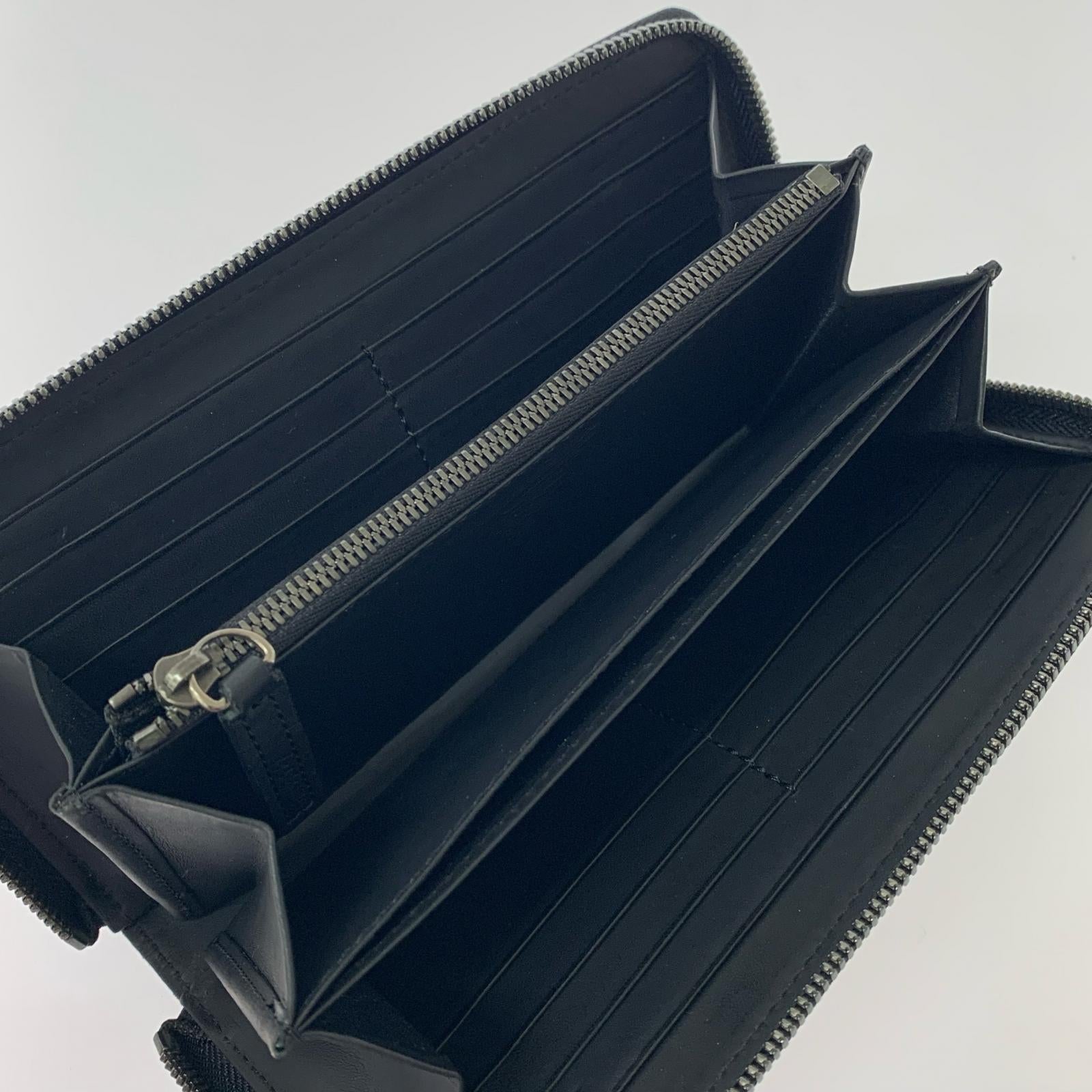長財布 Discord Yohji Yamamoto フラワープリント レザー ラウンドジップロングウォレット ブラック ブラック