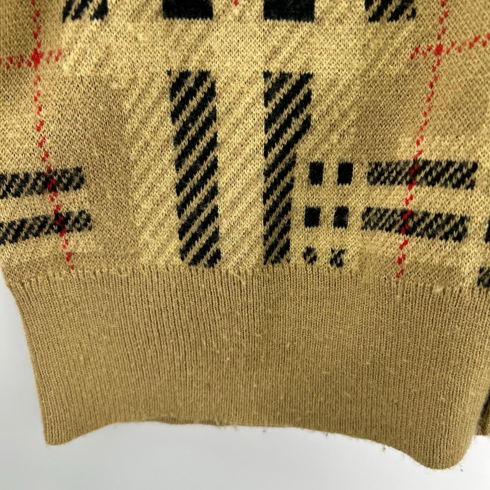 カーディガン カシミヤ チェック カーディガン L L ベージュ