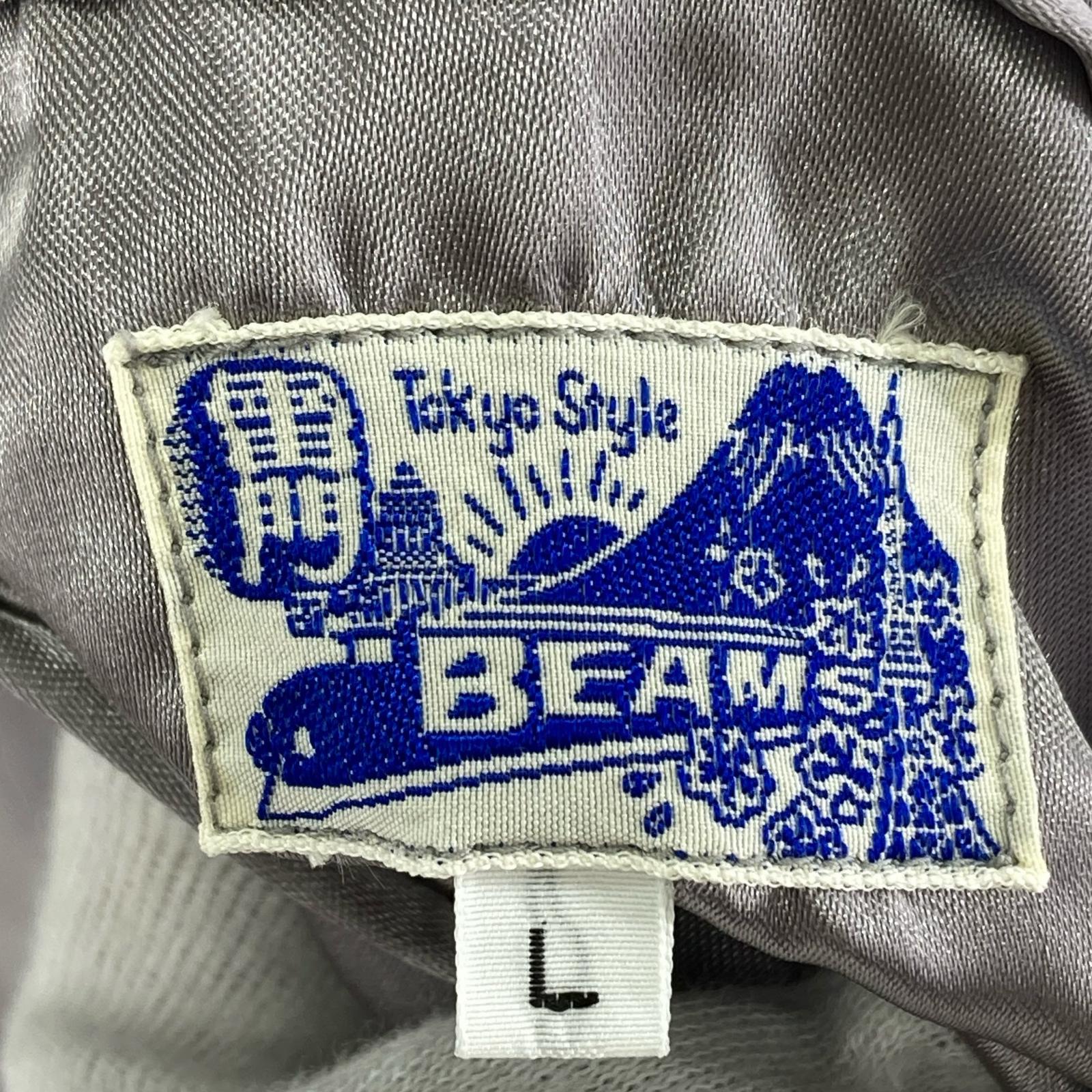 ジャケット 東洋エンタープライズ×BEAMS 別注 雷門 鷹×龍×虎 リバーシブルスカジャン L シルバー×ネイビー L