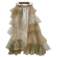 ロングスカート Raffle Tulle Layered Wrap Skirt BRW 38 ブラウン